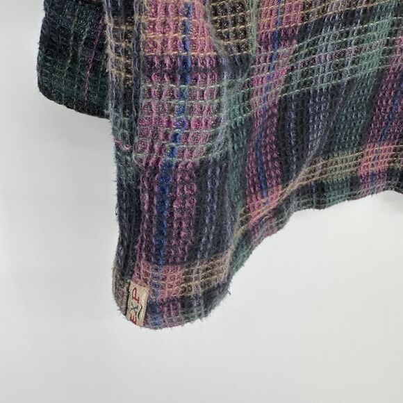 Vintage Express Shacket Womens Size M Purple Plaid Zip 90s Cotton Waffle Knit - Picture 8 of 14